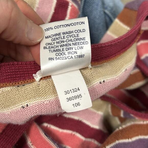 Vintage Y2K Old Navy Women’s Striped Wrap Sweater Size L Indie Preppy Pastel - Picture 5 of 8